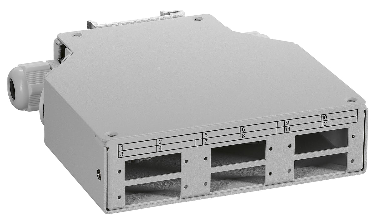 LWL Spleißbox für Hutschiene leer, 6 SC-Duplex, RAL7035