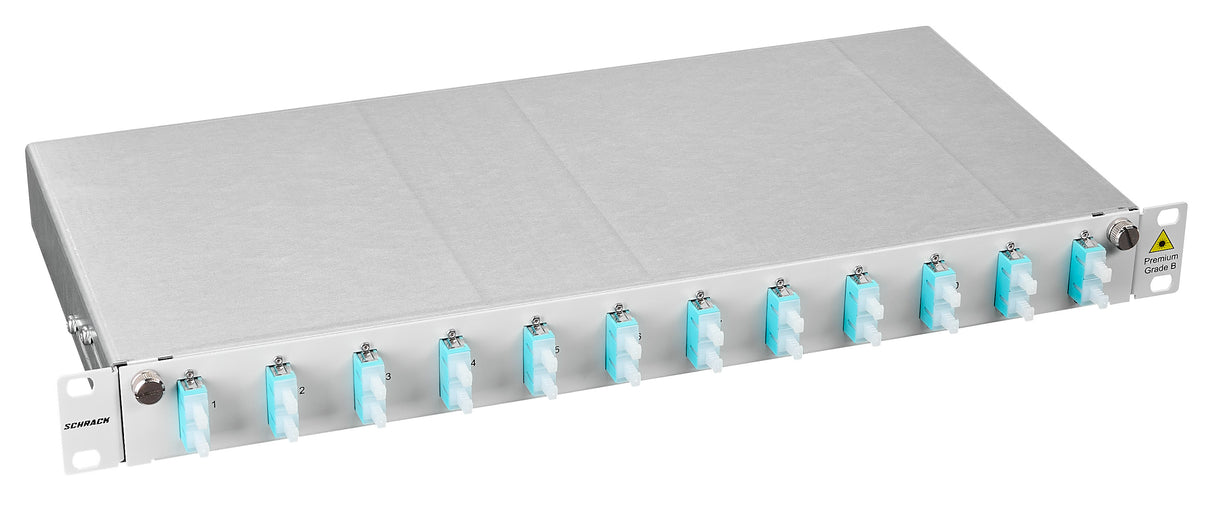 LWL Spleißbox, 12Fasern, SC,50/125µm OM3, 19", 1HE, Klasse B