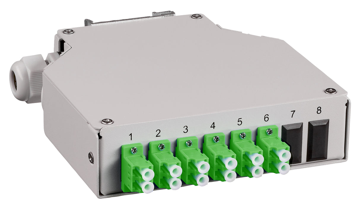 LWL Spleißbox für Hutschiene, 12 Fasern, LC/APC, 9/125µm OS2