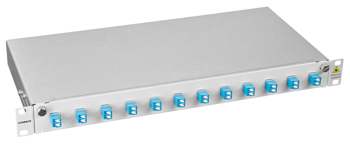 LWL Patchpanel 19", 1 HE, ausziehbar, für 12 Fasern, LC, SM