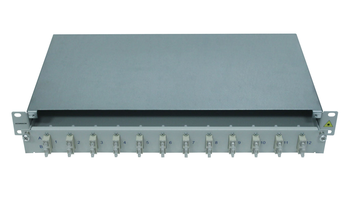 LWL Patchpanel 19", 1 HE, ausziehbar, für 16 Fasern, SC, SM