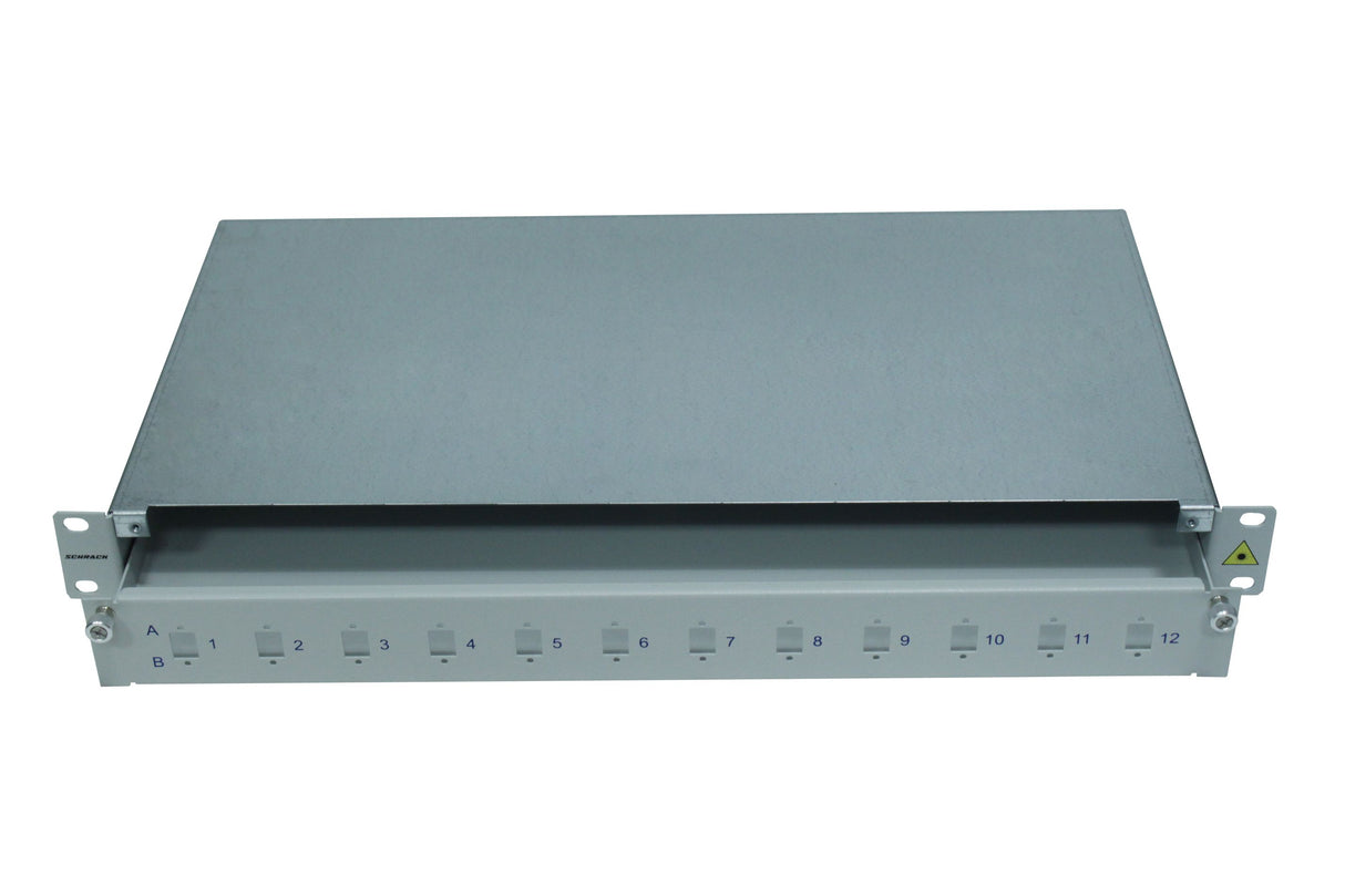 LWL Spleißbox leer für 12 LC-Duplex Kupplungen, 1HE, RAL7035