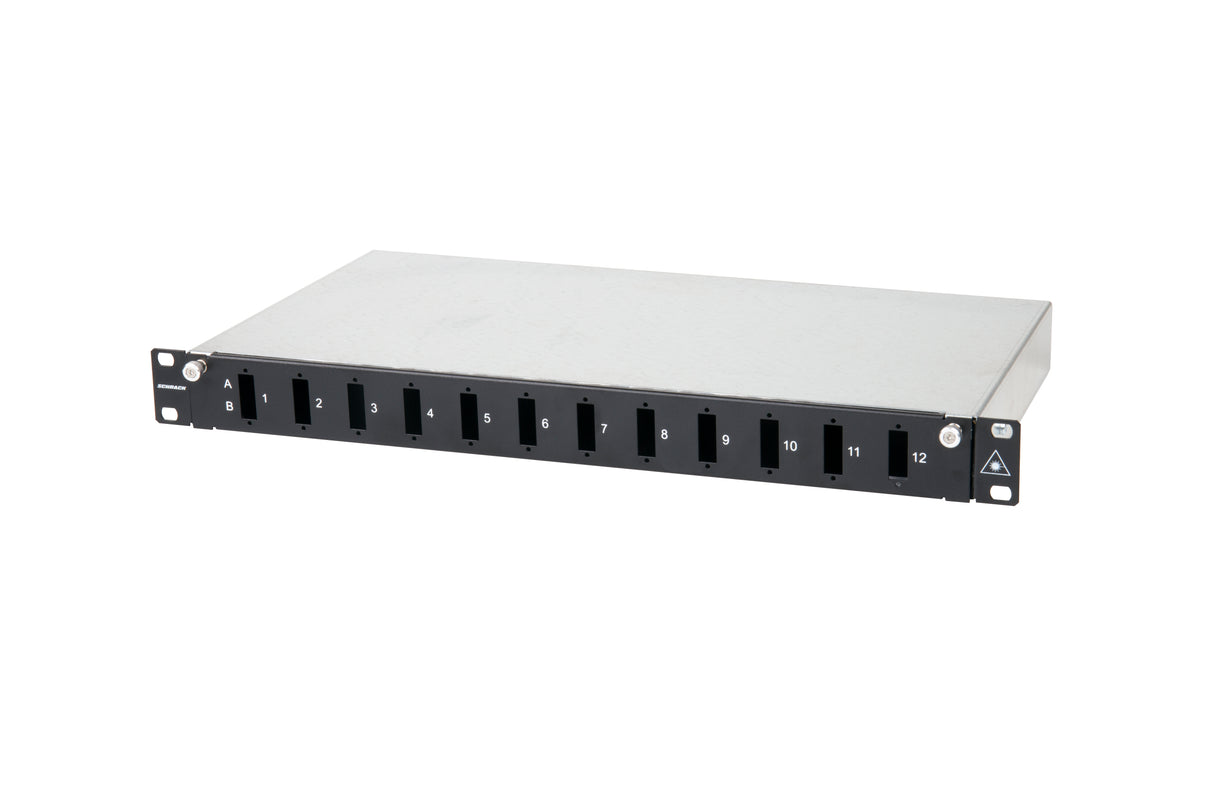 LWL Spleißbox leer für 12 LC-Duplex Kupplungen, 1HE, schwarz