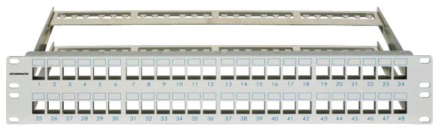 Patchpanel 19" leer für 48 Module (SFA)(SFB), 2HE, RAL7035