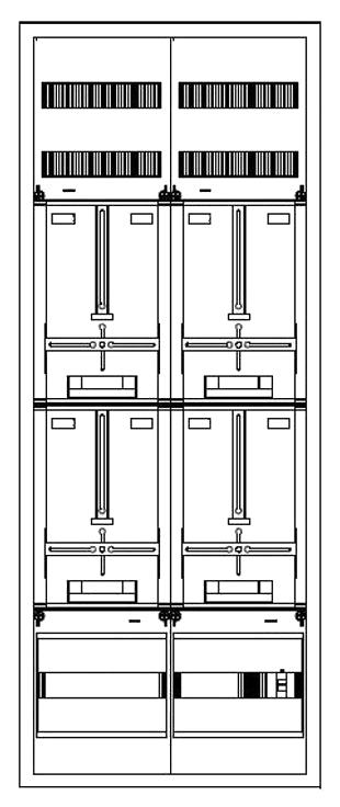 Zählerverteiler 3xZF, H=1400 B=550 T=210mm, 1xTSG