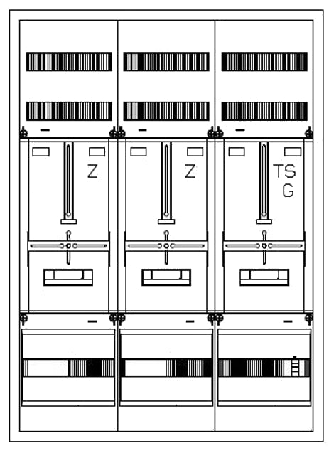 Zählerverteiler 2xZF, H=1100 B=800 T=210mm, 1xTSG