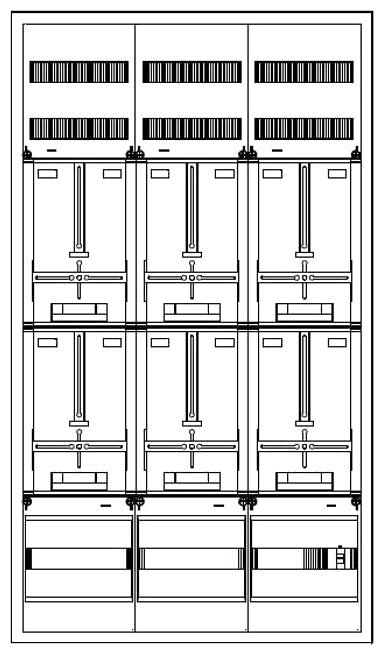Zählerverteiler 5xZF, H=1400 B=800 T=210mm, 1xTSG