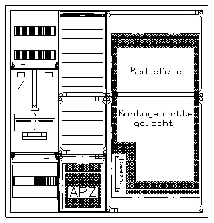 Foto: Zählerverteiler 1xZF, H=1100 B=1050 T=210mm, 1xVF, APZ, 2xMF