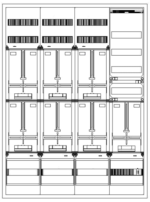 Zählerverteiler 6xZF, H=1400 B=1050 T=210mm, 1xTSG, VF