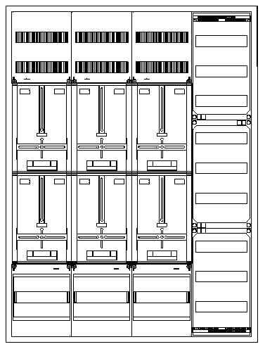 Zählerverteiler 6xZF, H=1400 B=1050 T=210mm, 2xVF