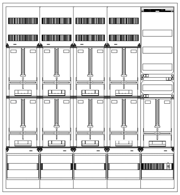 Zählerverteiler 8xZF, H=1400 B=1300 T=210mm, 1xTSG, VF
