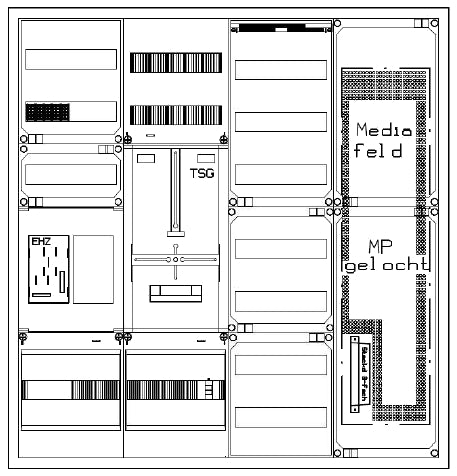 Foto: Zählerverteiler 1xZF, eHZ, H1100 B1050 T210mm, 1xTSG, VF, MF