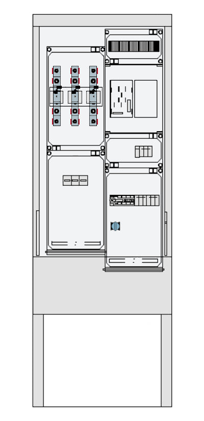 Wandlermessschrank 100A, LEW, 5-polig, IP44, RAL7035