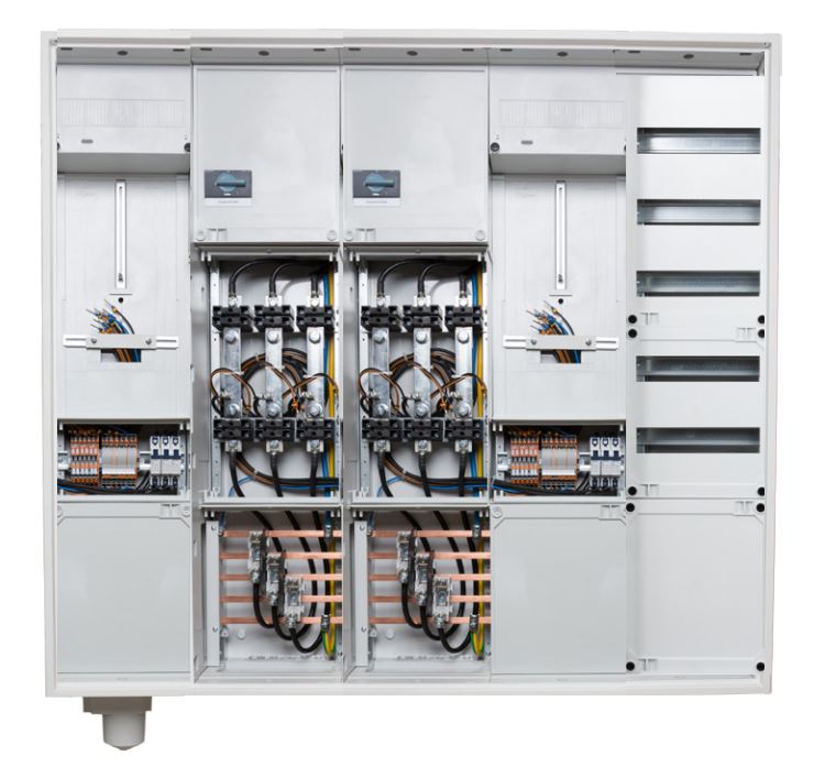 Wandlermessschrank 2x100A Bayernwerk, 5-polig, IP41, RAL9016