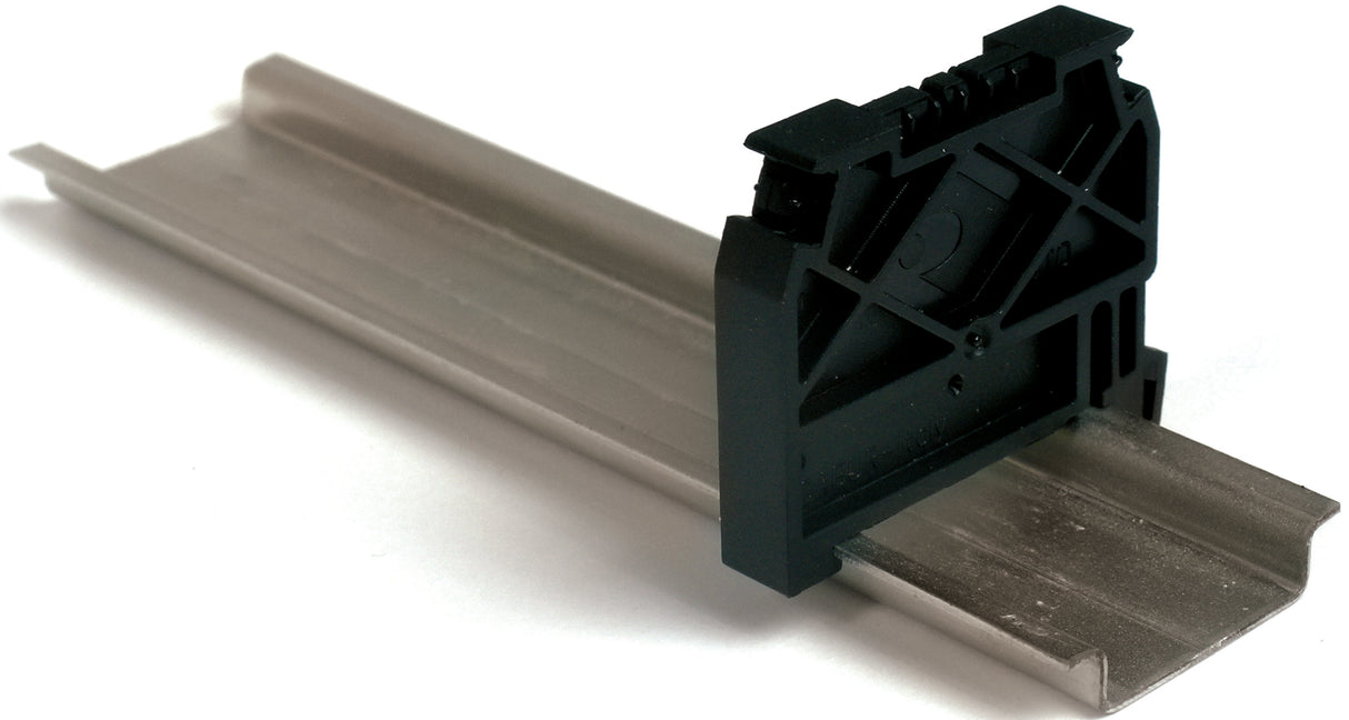 Endhalter für DIN-Schiene "TH35", schwarz, schnappbar