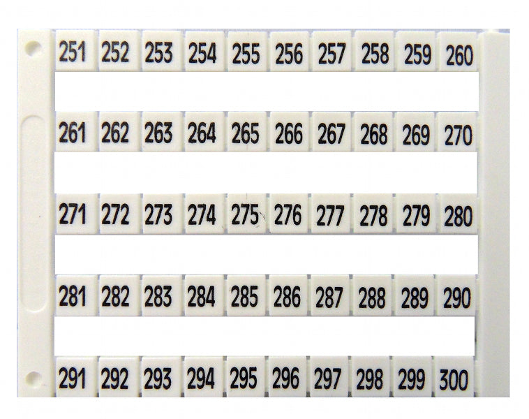 Markierungsetiketten DY 5 bedruckt von "251-300" (1-mal)
