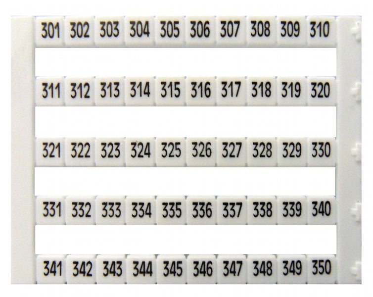 Markierungsetiketten DY 5 bedruckt von "301-350" (1-mal)