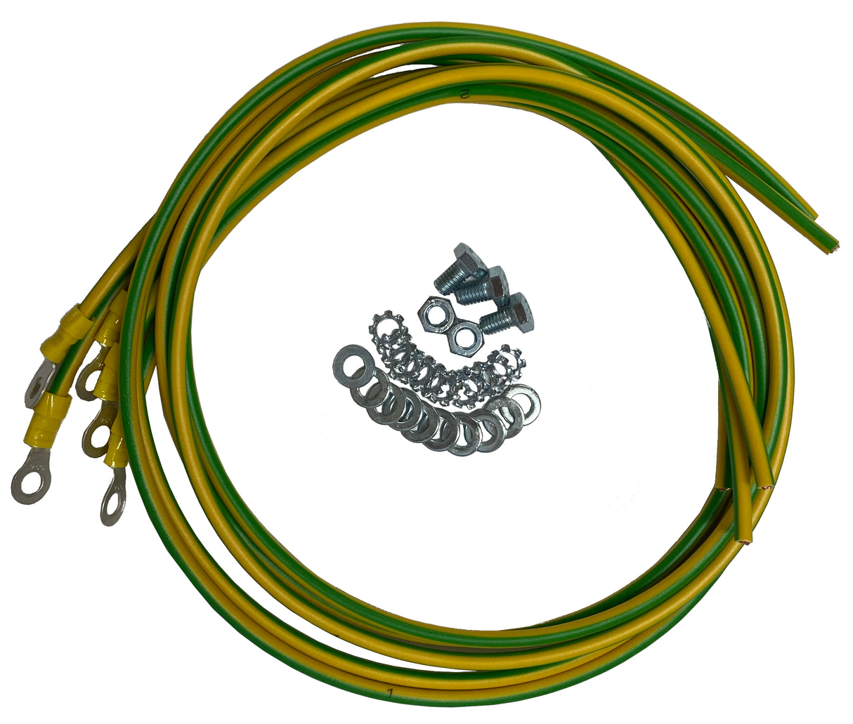Erdungsset 6mm², Schrauben lose, 5 Kabel bedruckt mit "1-3"