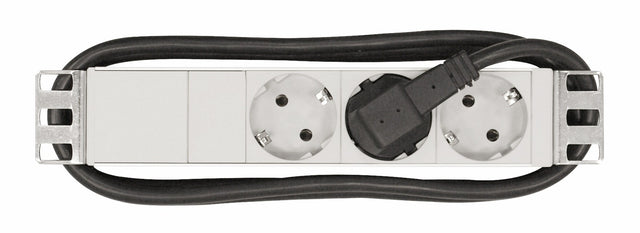 Foto: 10" Netzleiste 3x Schuko, Profil ALU 1HE, 2m-Kabel, RAL7035