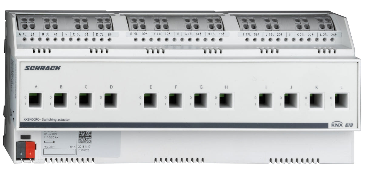 KNX Schaltaktor 12 x 16/20AX, 230V AC