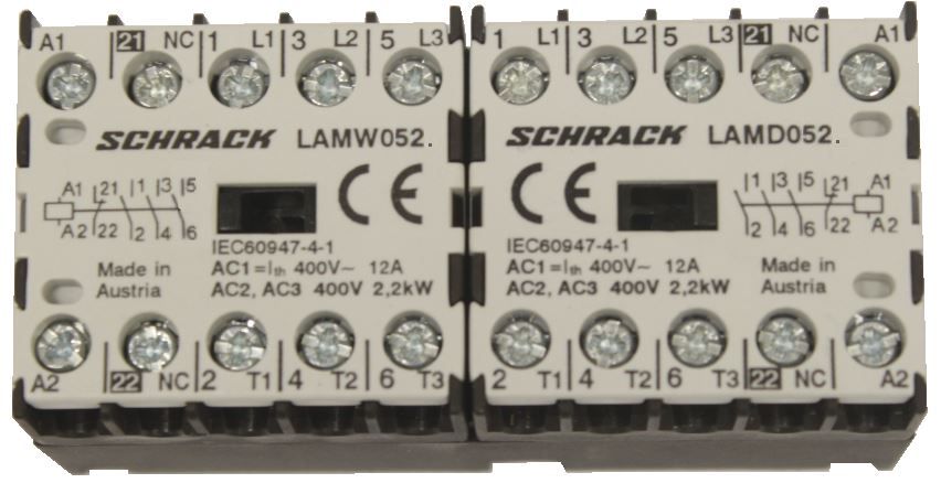 Mikro-Wendeschützkombination mech. verriegelt, 2,2kW, 400VAC