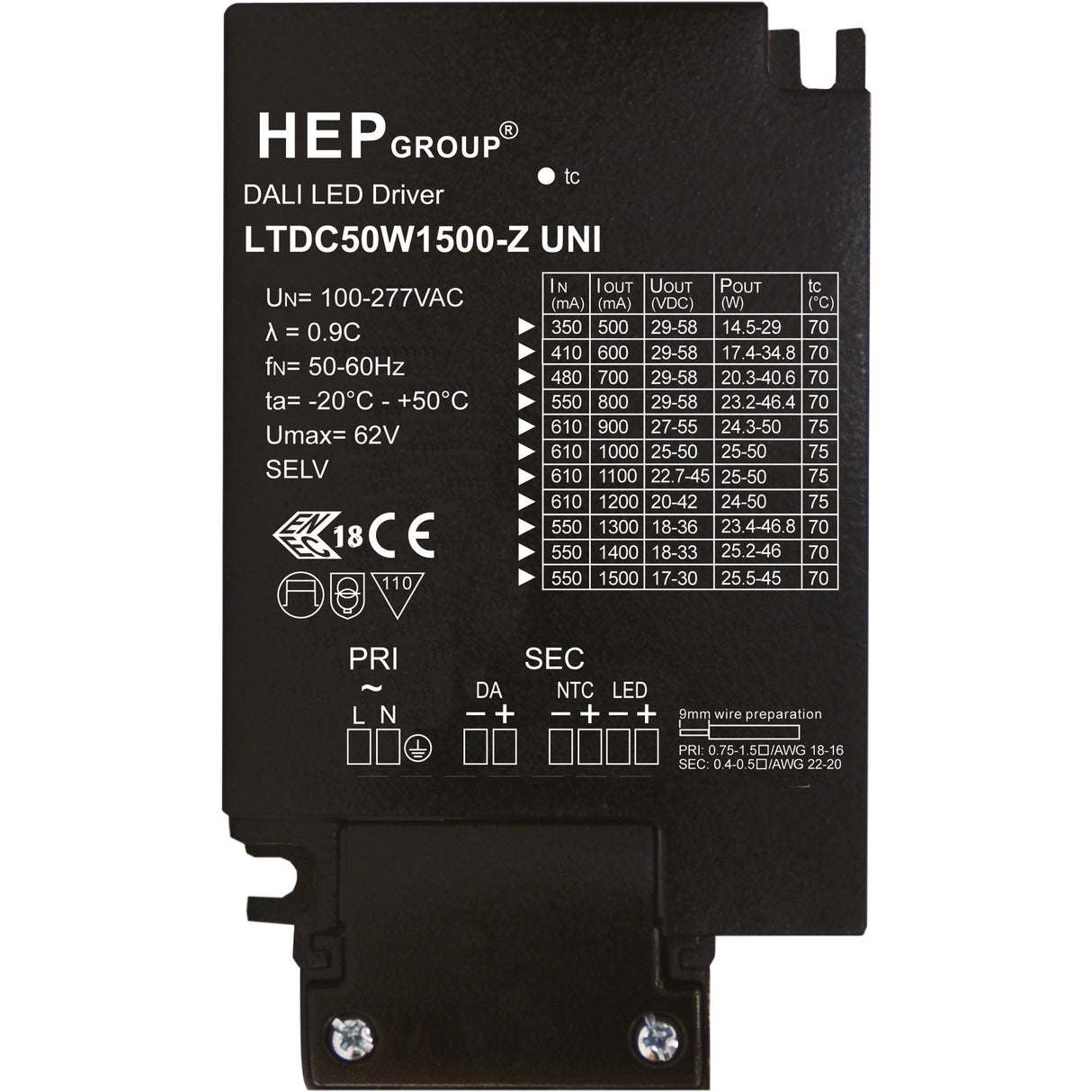 LED TREIBER DALI 800mA 50W