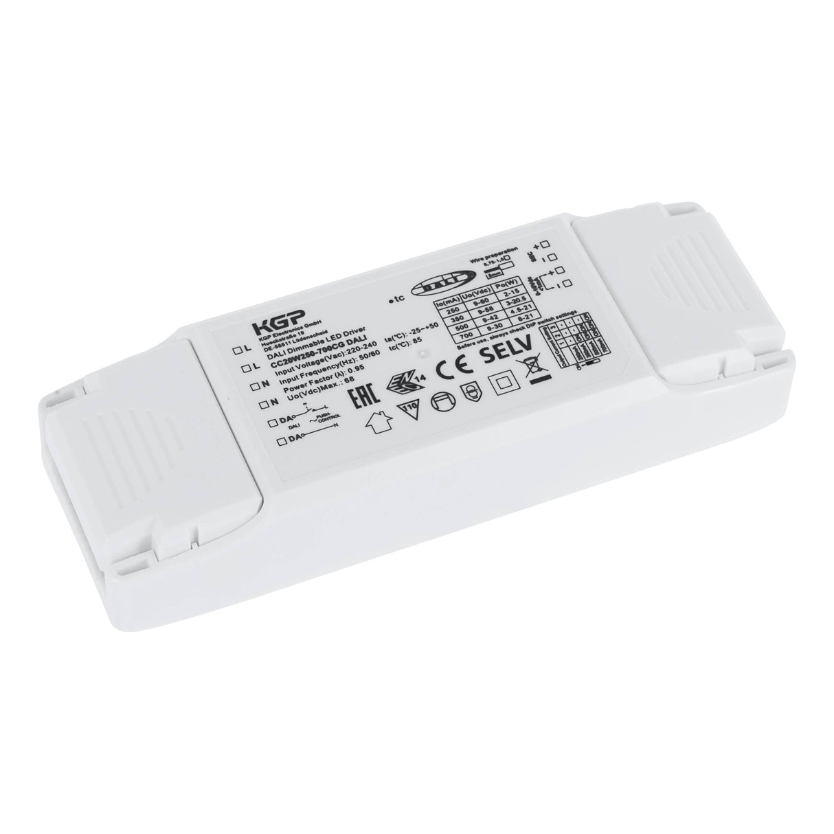 LED-Treiber 250-700mA 20W DALI/1-10V, L-150mm B-52mm H-28mm