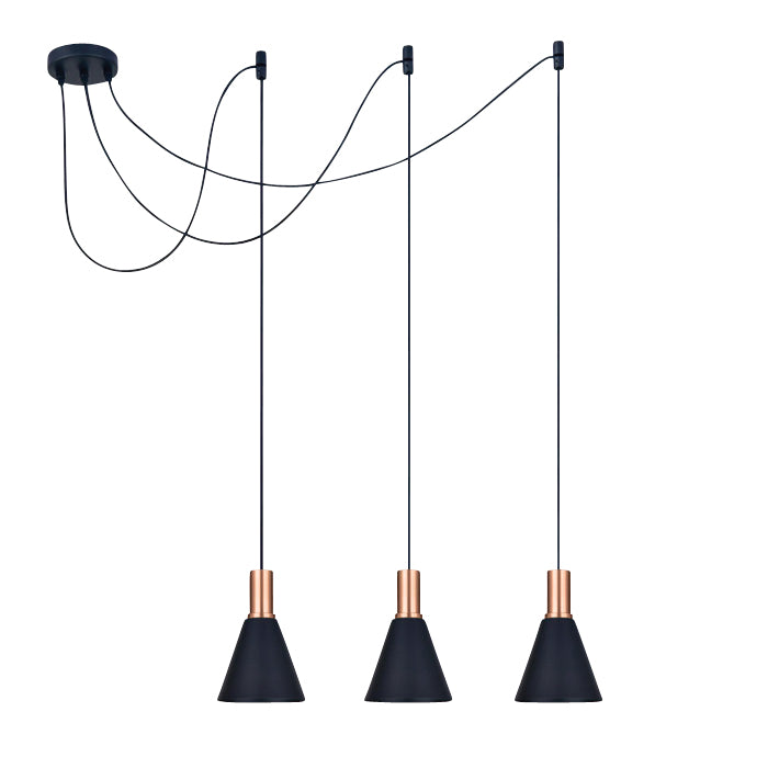 63122B/CU KUPFER SCHWARZ SHADE 10W 3xE27