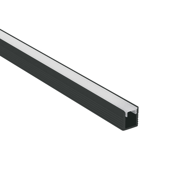 7901/B SCHWARZ PROFIL 2m FÜR 5mm STRIPS + PC OPAL Abdeckung
