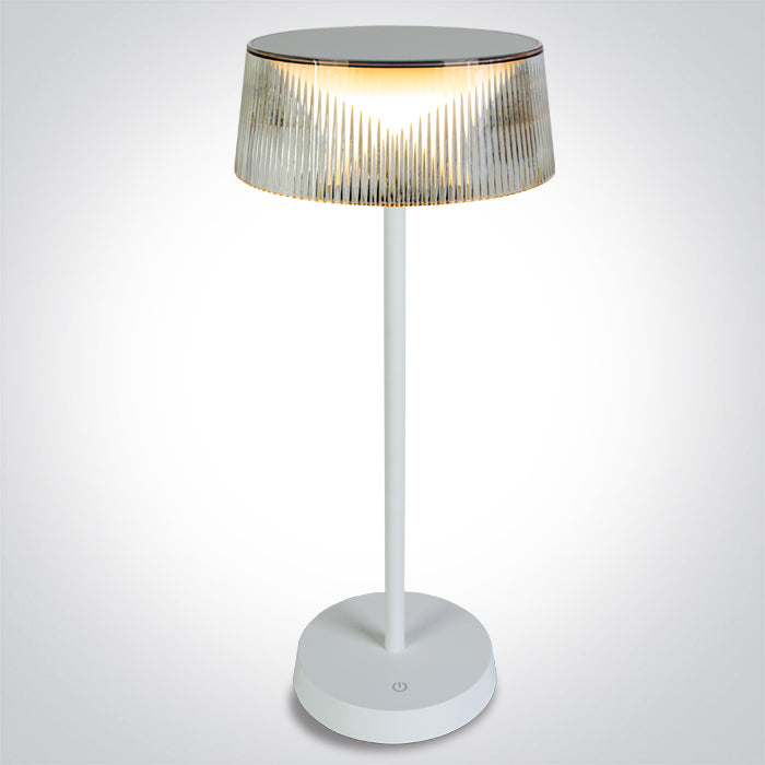 61106/W/W WEISS TISCHLAMPE 2W WW IP44 USB AKKU DIMMBAR