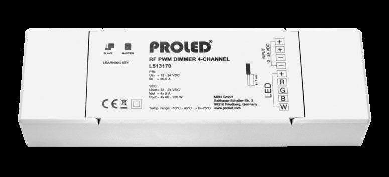 RF PWM Dimmer 4-Kanal, Empfänger, 12-48VDC, weiß