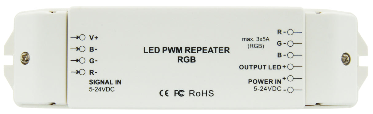 Repeater PWM RGB LED, 3x5A, 180W/12V, 360W/24V