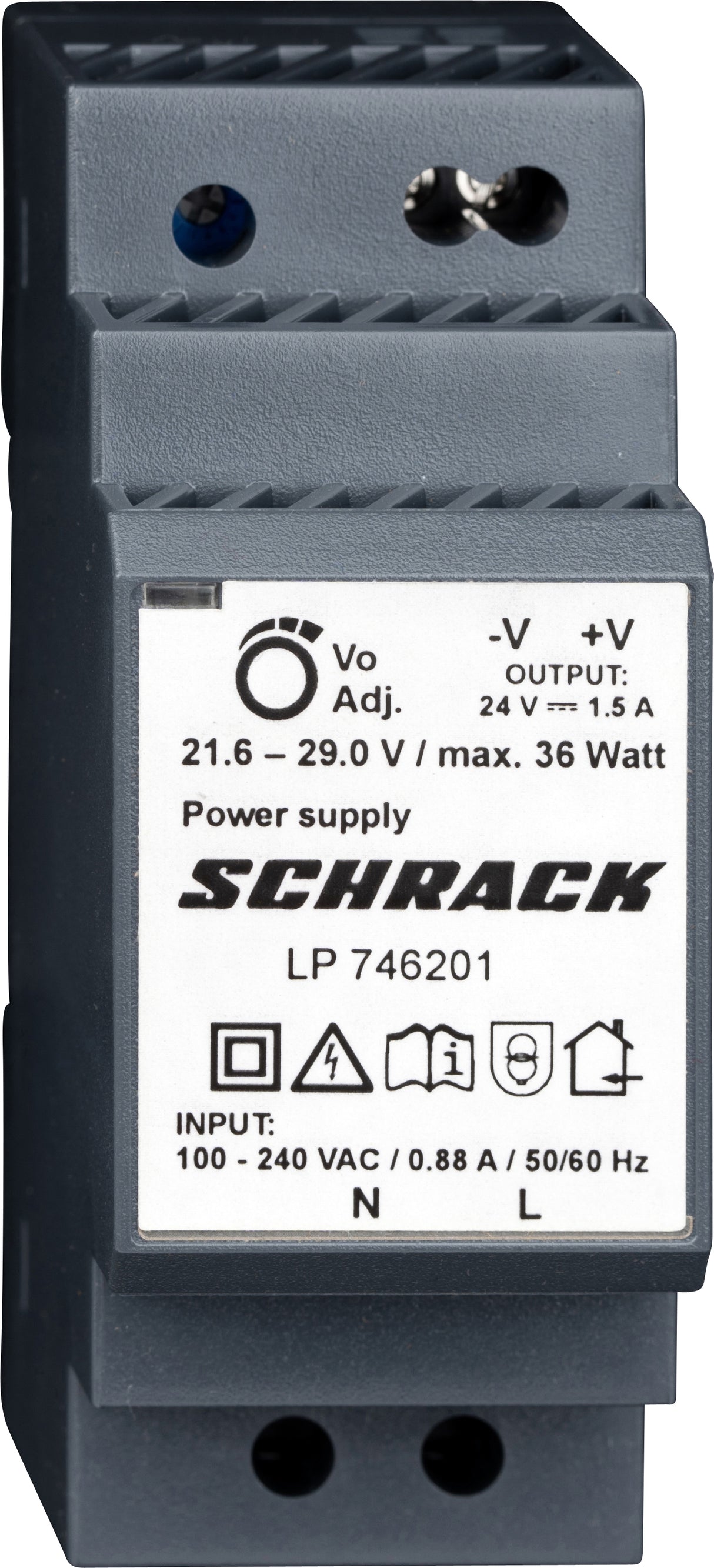 Einphasiges Netzgerät, geregelt, REG, 230VAC/24VDC, 1,5A