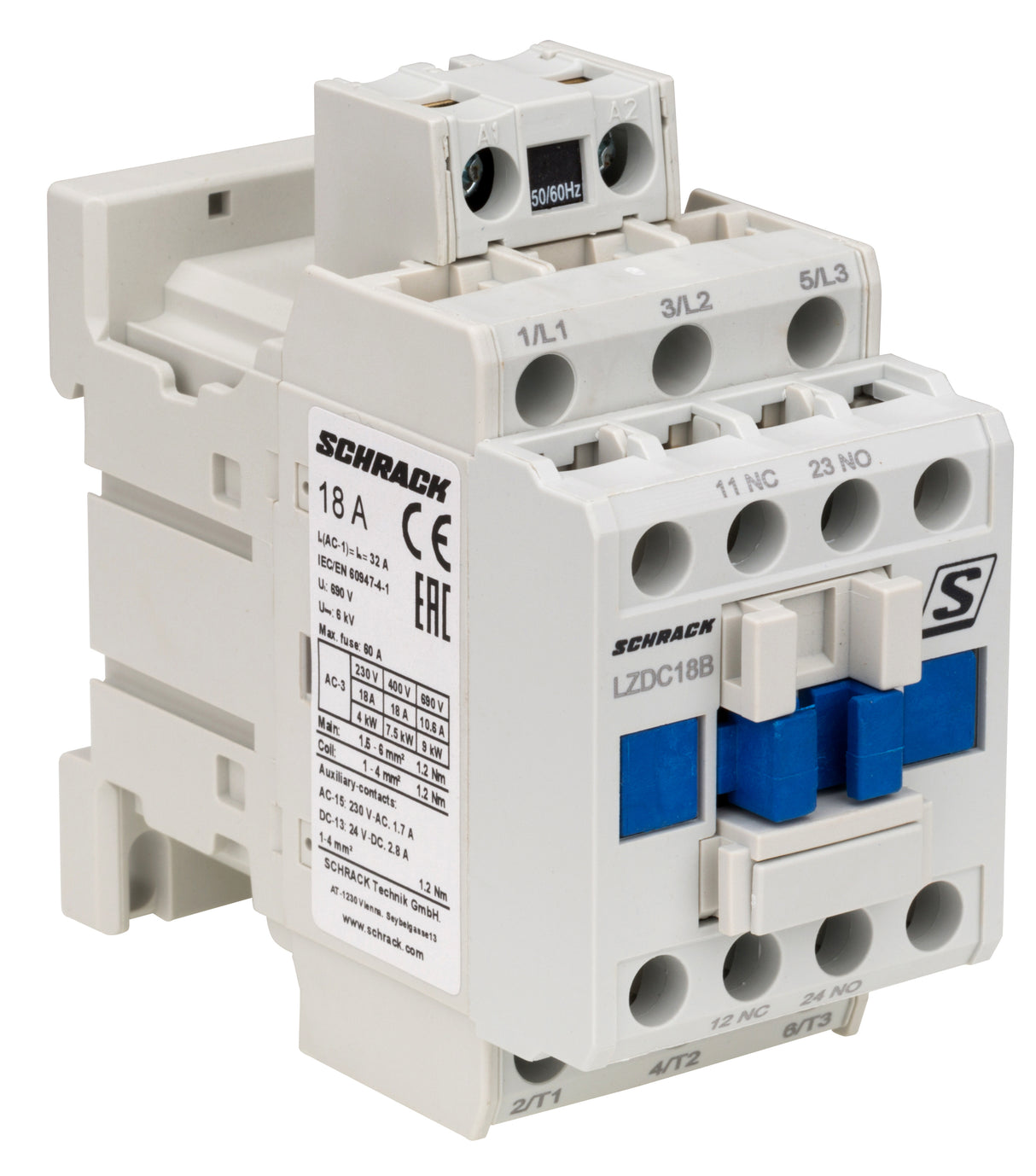 Schütz 3-polig, CUBICO Classic, 7,5kW, 18A, 1S+1Ö, 230VAC