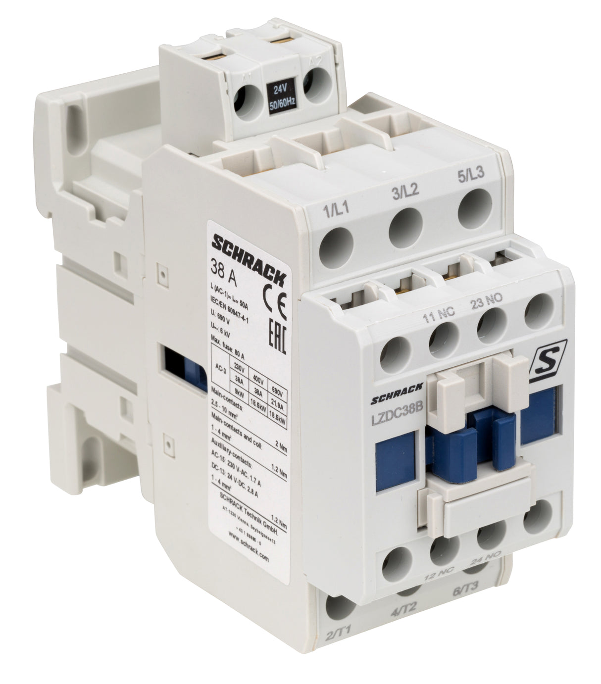 Schütz 3-polig, CUBICO Classic, 18,5kW, 38A, 1S+1Ö, 24VAC