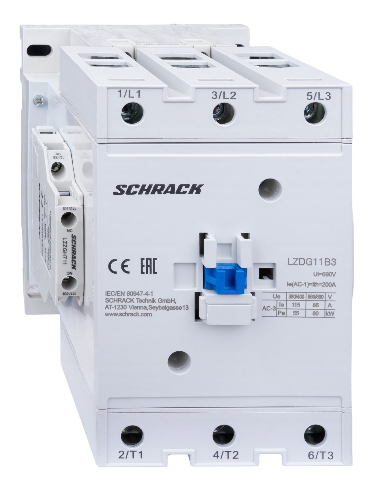 Schütz 3-polig, CUBICO Grand, 55kW, 115A, 1S+1Ö, 230VAC