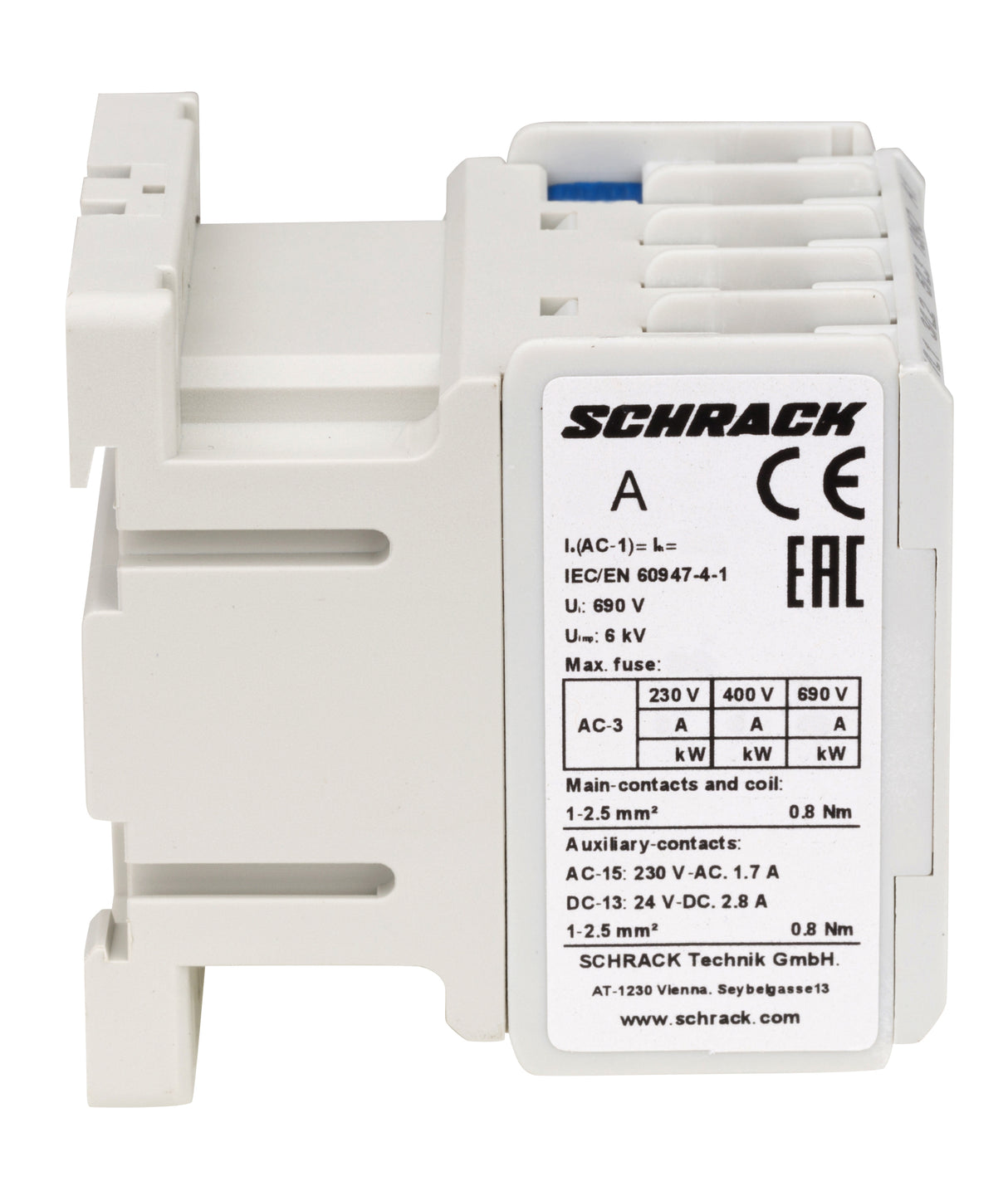 Schütz 3-polig, CUBICO Mini, 2,2kW, 6A, 1S, 24VDC