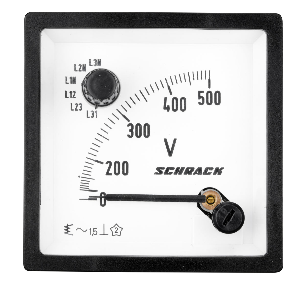 Voltmeter mit integriertem Umschalter, 72x72mm, 500VAC