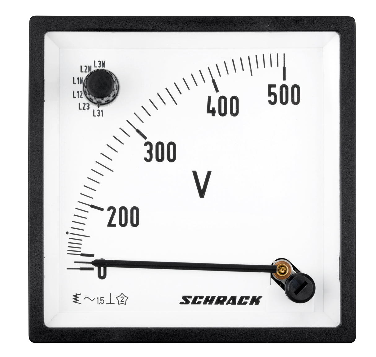 Voltmeter mit integriertem Umschalter, 96x96mm, 500VAC
