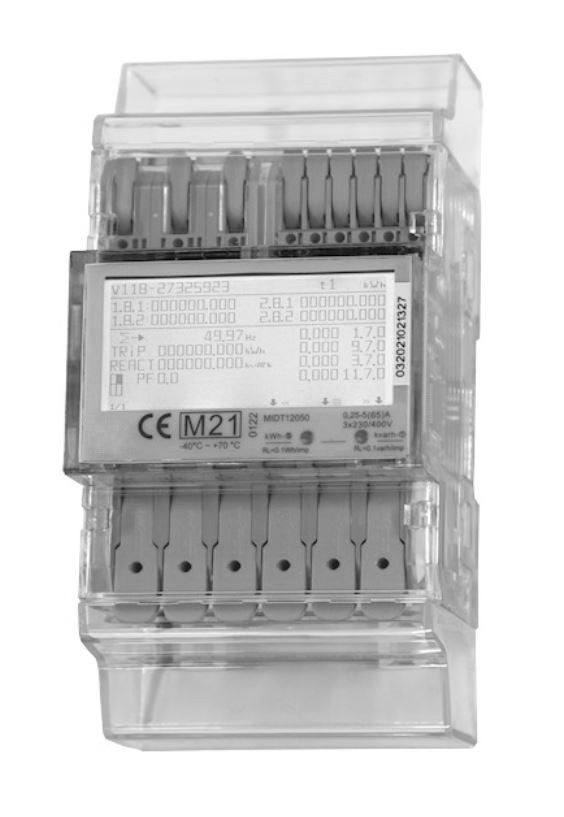 Digitaler Drehstromzähler, MID, 4 Tarife, direkt 65A