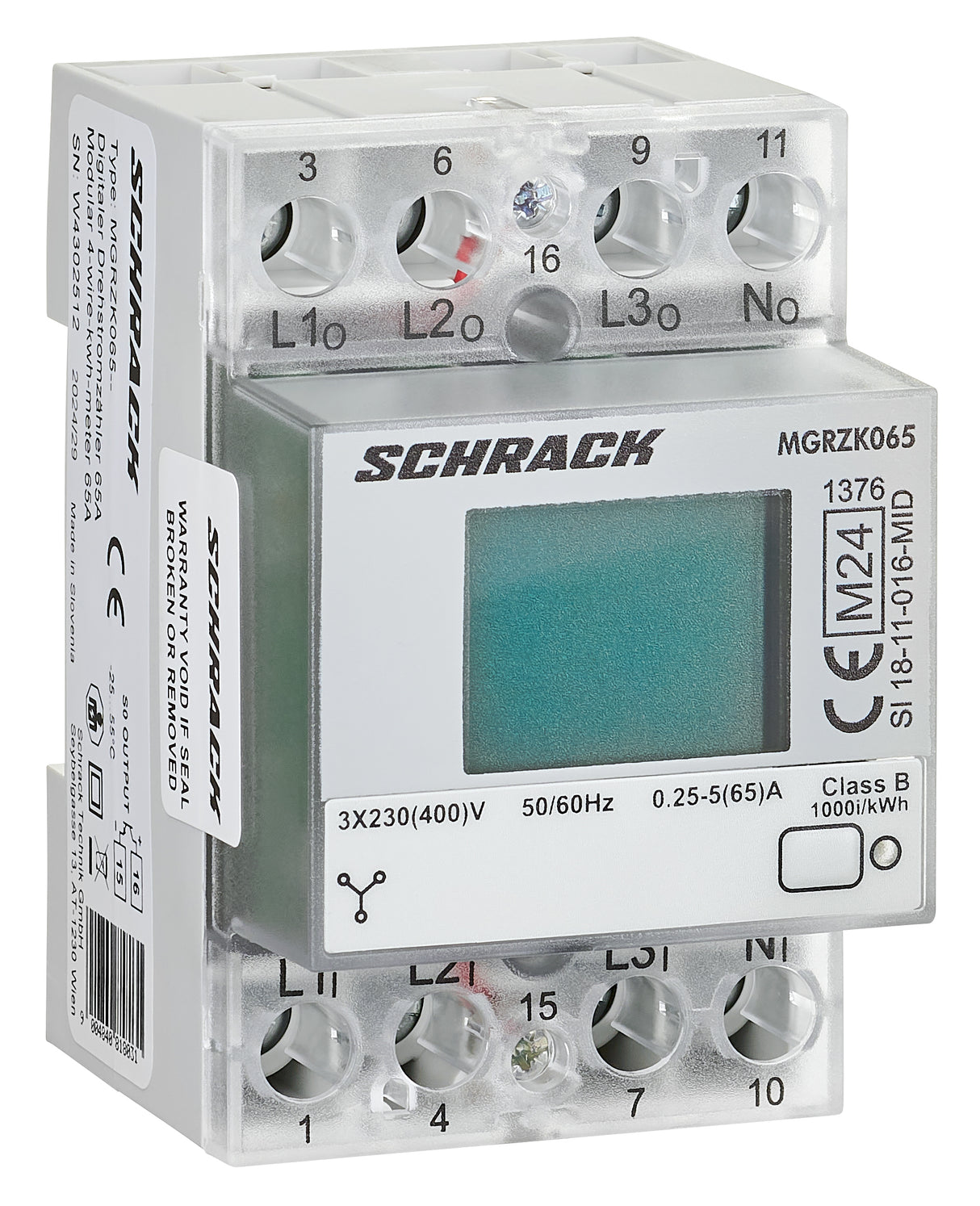 Digitaler Drehstrom-Direktzähler 65A, mit MID, 3TE