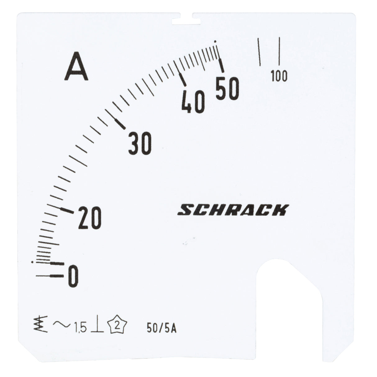 Wechselskala, 72x72mm, 50/100/5A AC
