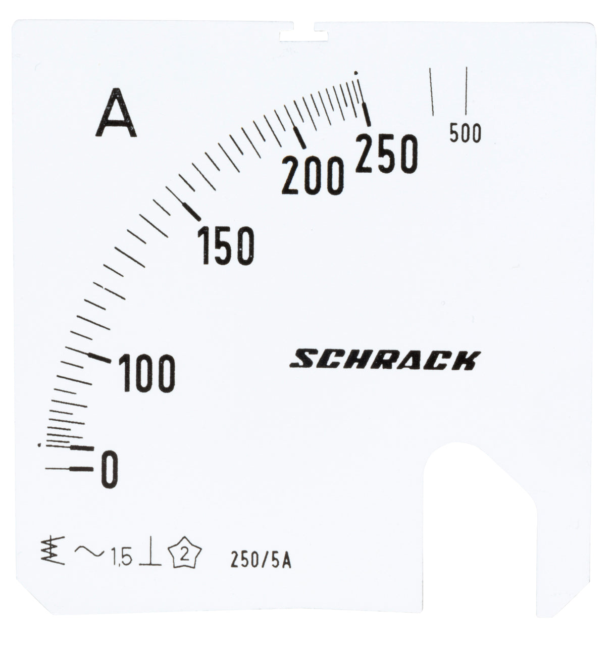 Wechselskala, 72x72mm, 250/500/5A AC