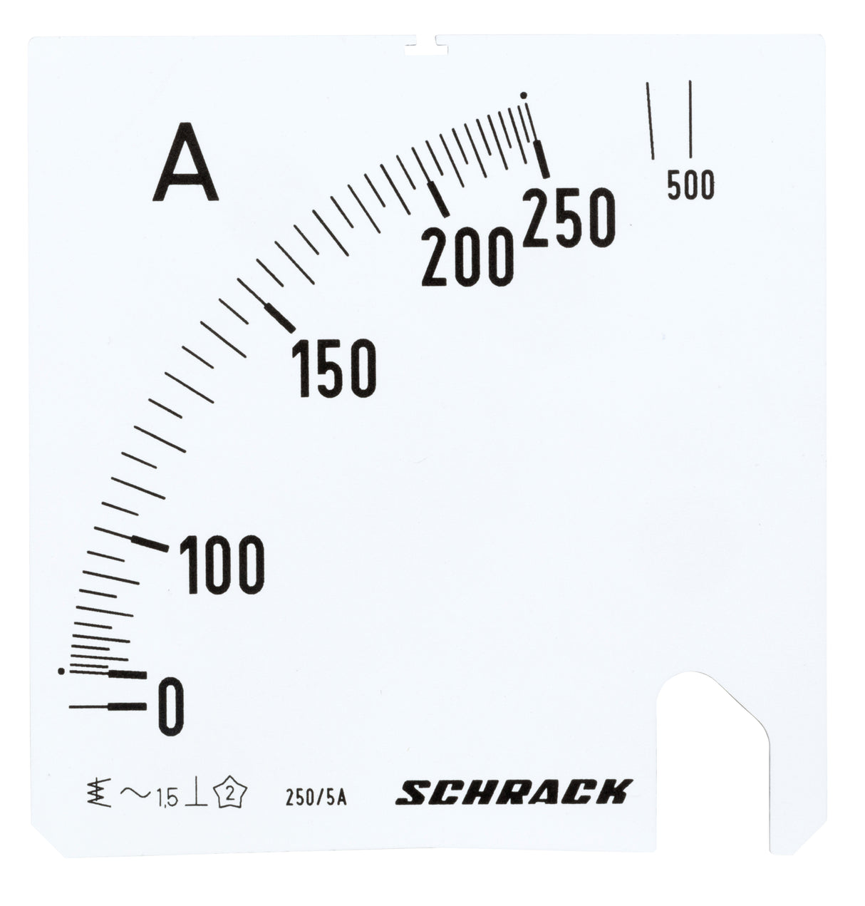 Wechselskala, 96x96mm, 250/500/5A AC