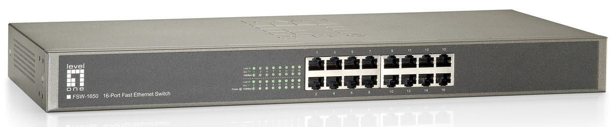 Switch 16xRJ45 10/100 Leise, Lüfterlos, internes Netzteil