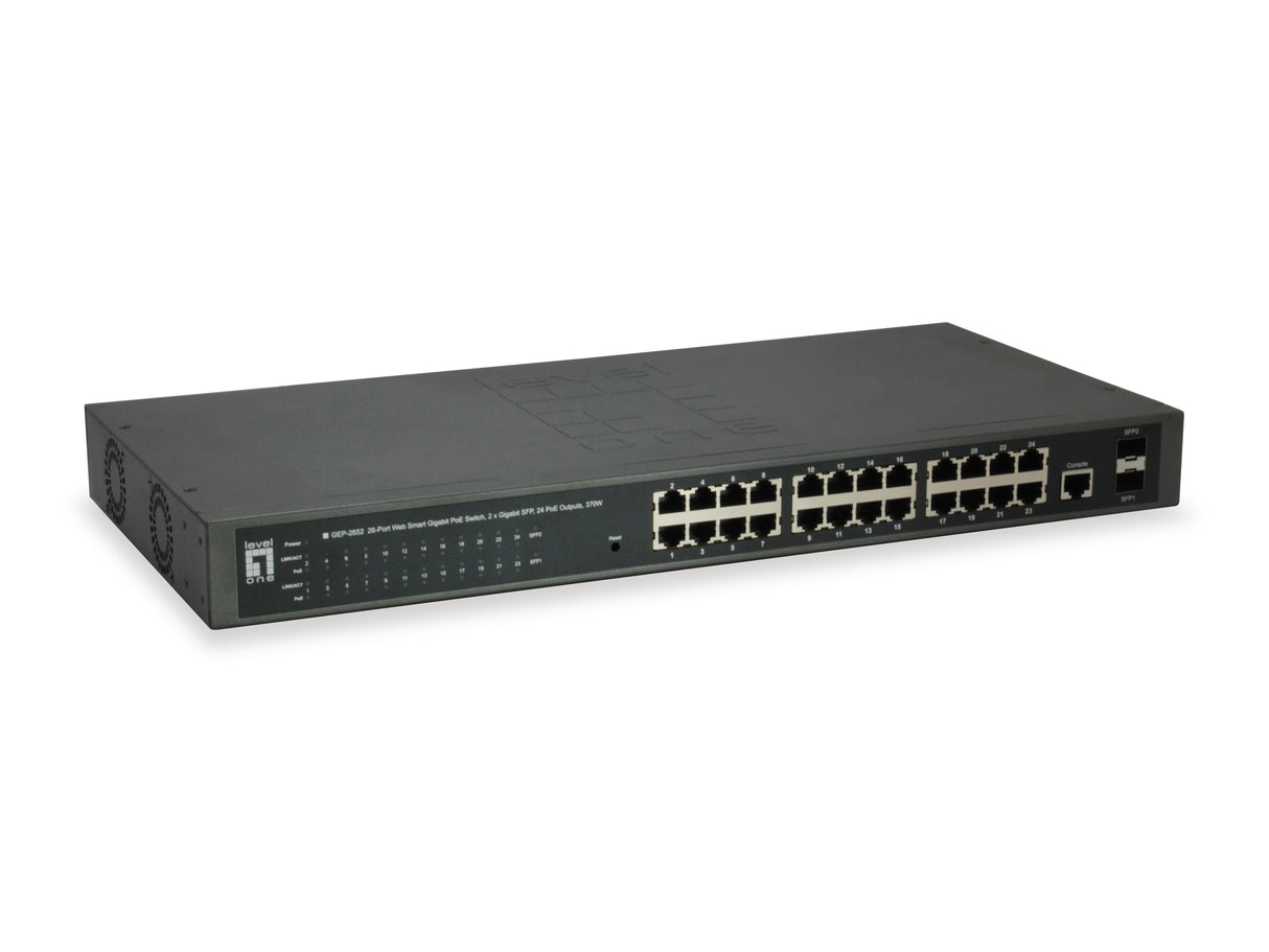 Switch 24xRJ45 1000 (PoE+) + 2xGSFP 1000, 19" 370W