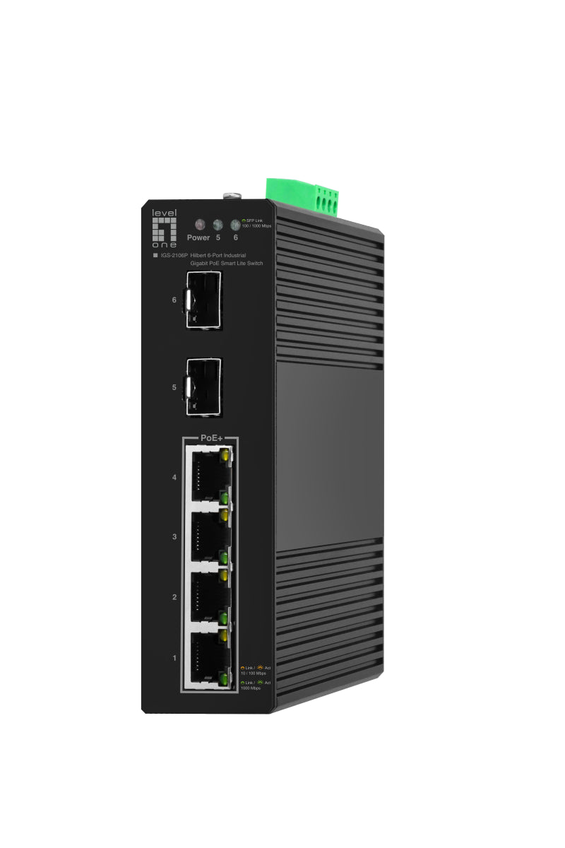 Hutschienen Switch 4xRJ45 PoE 1000 + 2xSFP, ohne Netzteil