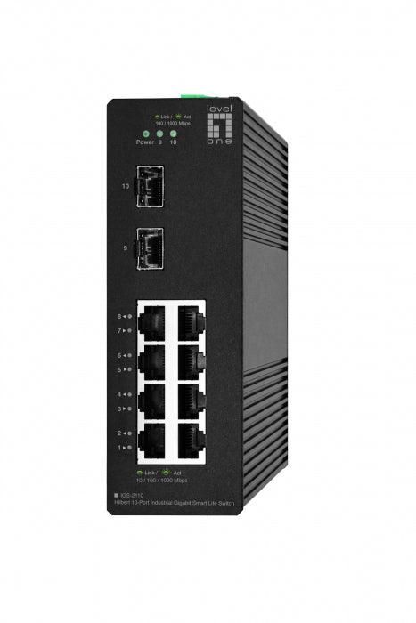 Hutschienen Switch 8xRJ45 1000 + 2xSFP, ohne Netzteil