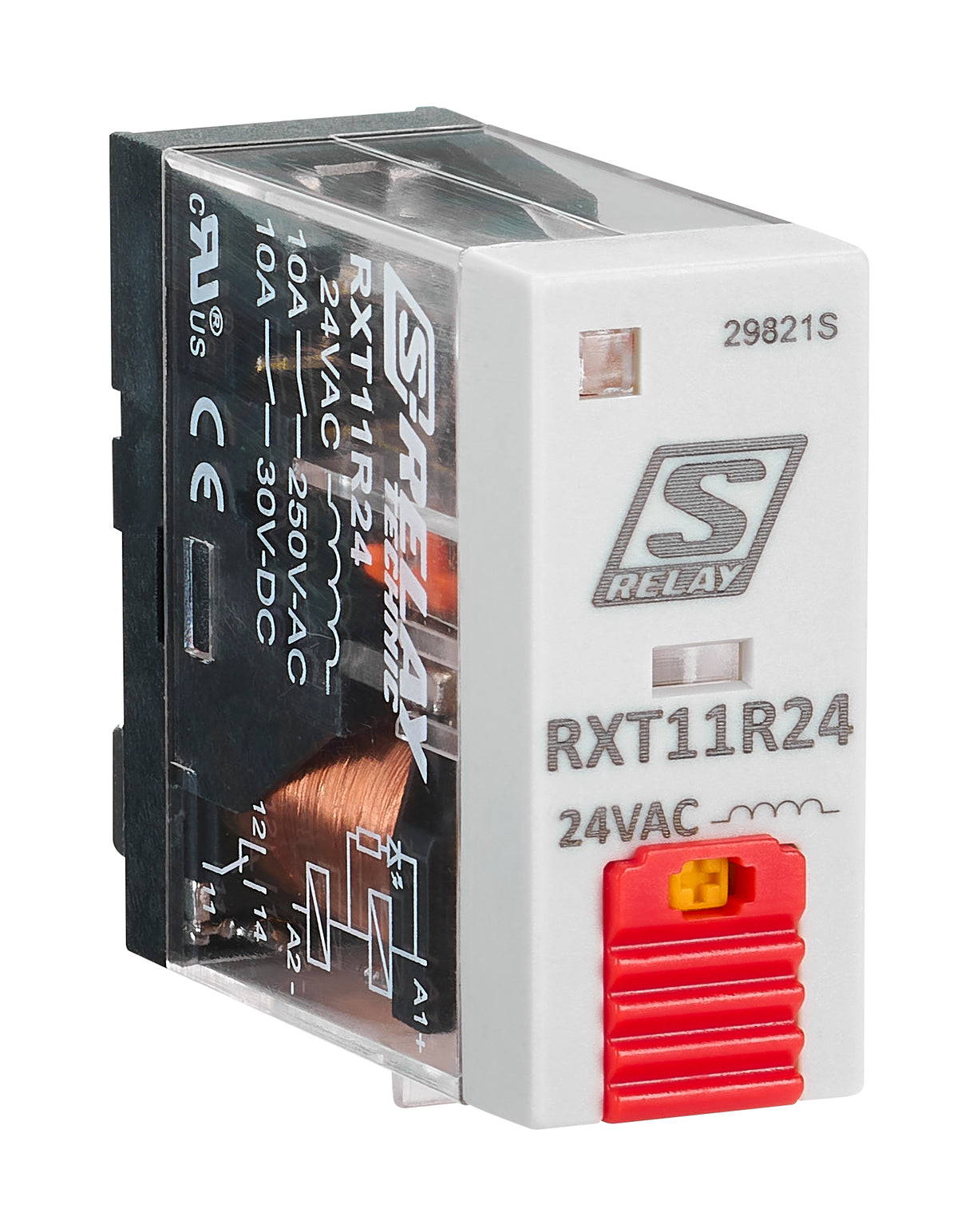 Schmales Industrierelais, 1 Wechsler, 24VAC, 10A, LED