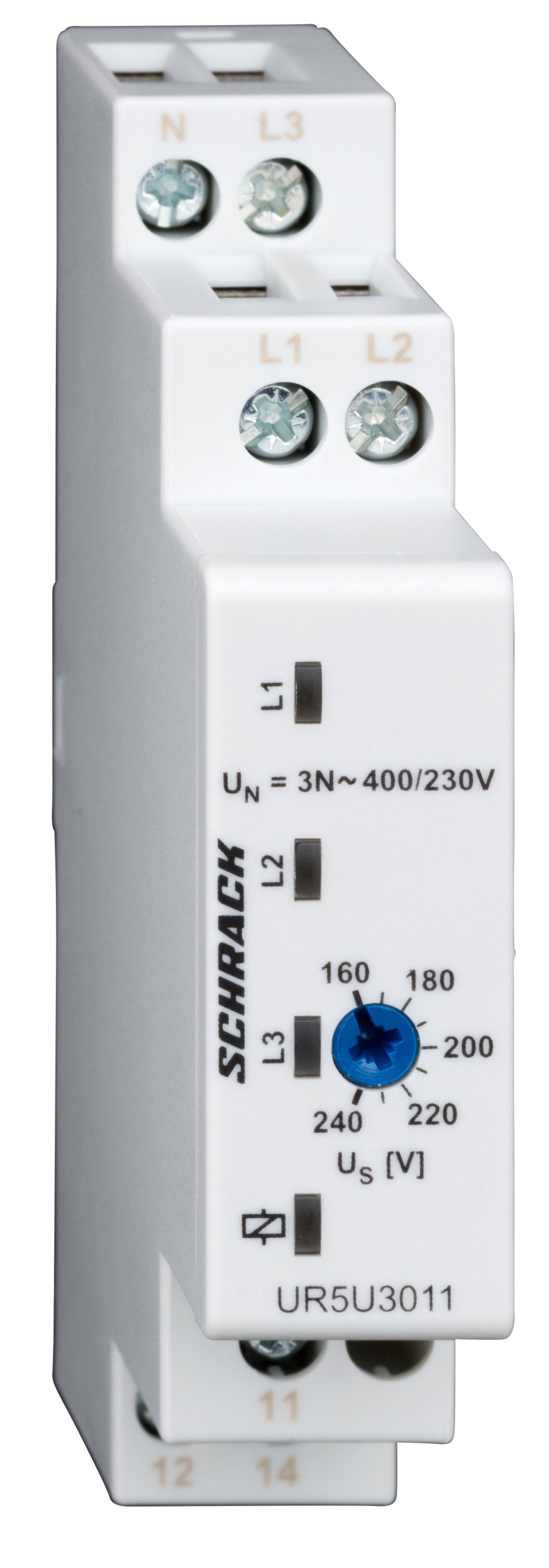 Spannungsüberwachung 3-phasig gegen N, einstellbar 160-240V